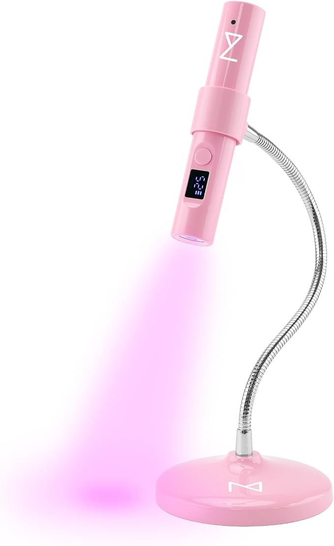 M - GlamCure GO Nail Flash Cure Lamp with Focus Beam Technology, Touch Screen - LED & UV Nail Light - Curing Lamp for Gel Nails, Acrylic, Builder - Both Portable & Adjustable (Pink)