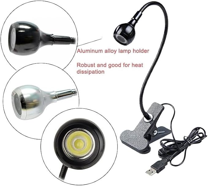 USB 3W LED UV Curing Lamp,UV Led Nail Lamp for Gel Nails,Portable Desk Lamp | Ultraviolet Phone Glue Curing Lamp,Portable Clamp Flexible Desk Lamps for Mobile Repair,Plug and Play-2 Pack(Black)