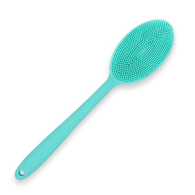 Loofah Exfoliating Body Scrubber 2 in 1 Face and Body Silicone Scrubber - Silicone Shower Brush Bath Sponge Loofa Green