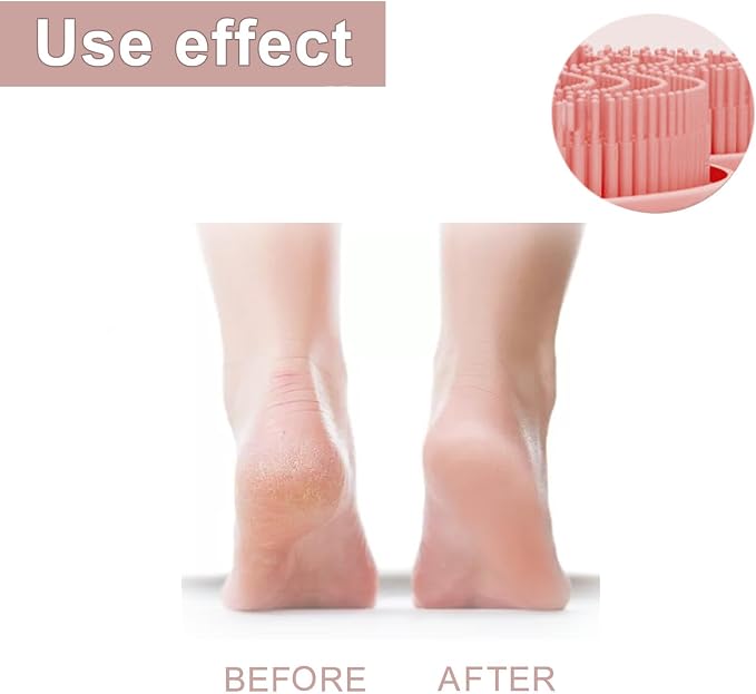 2 PC Silicone Body Scrubber Set,Foot Scrubber in Shower and Hand Held Silicone Face/Body Scrubber,Soft Wash Mitt,Shower Foot Scrubber Mat,Deep Cleaning Foot Brush Exfoliating Massage Cleaner (Pink)