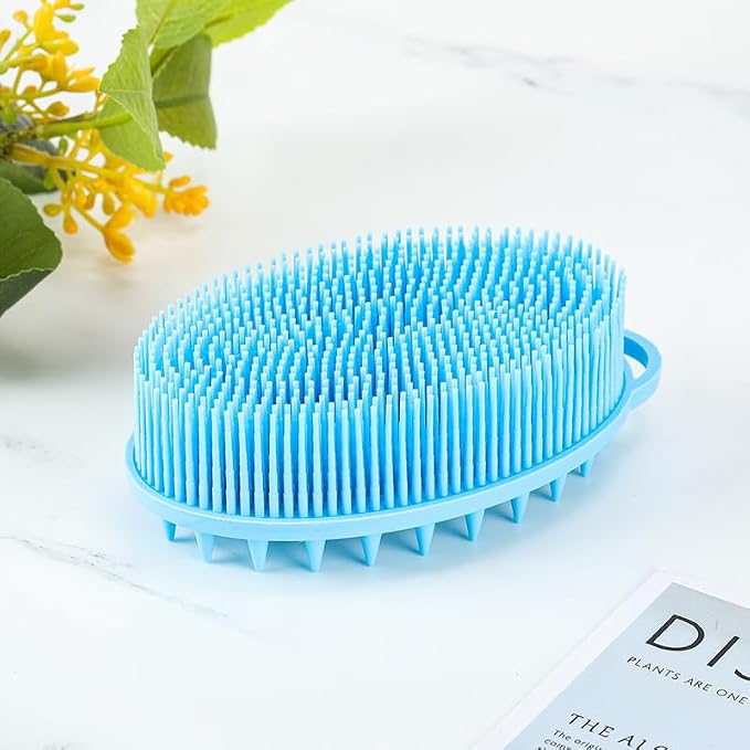Silicone Body Cleansing Brush, Gentle Exfoliating Brush for Scalp Massage and Deep Cleansing, Suitable for Men, Women, and Children, All Skin Types, 1-Piece Set (Blue)