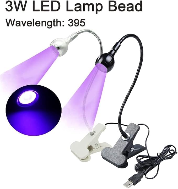 USB 3W LED UV Curing Lamp,UV Led Nail Lamp for Gel Nails,Portable Desk Lamp | Ultraviolet Phone Glue Curing Desk Lamp for Gel Nails, Portable Clamp Flexible for Mobile Repair, Plug and Play White