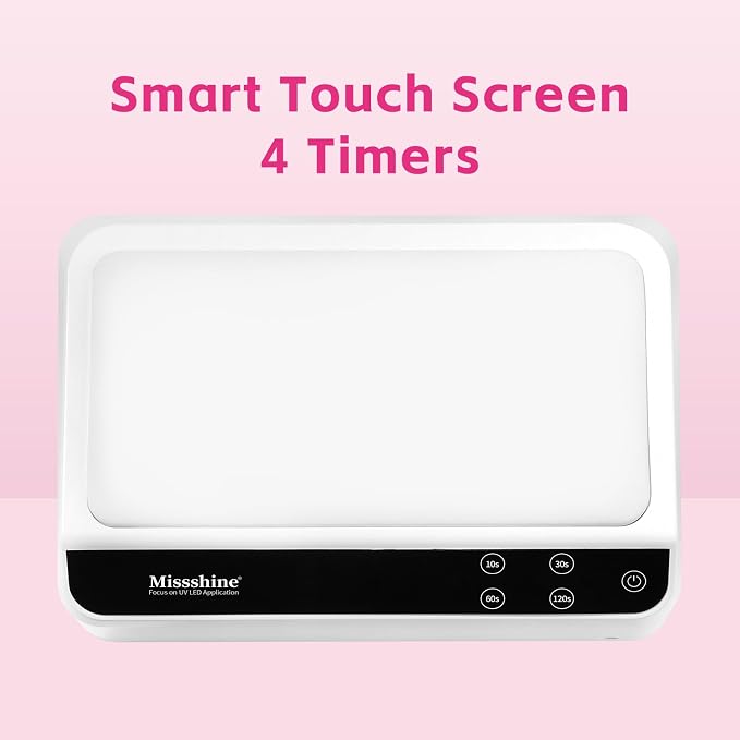 Missshine UV Nail lamp 72w 66 Dual Source Beads, Large Space uv Light for Gel Nails with Tilting Hand Pillow and Smart Touch Screen, Mirror Removable Base Nail lamp with 4 timers and Built-in USB