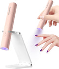 UV Light for Gel Nails, Mini UV LED Nail Lamp Handheld with Stand | Portable Nail Dryer Rechargeable USB Cordless, Nail Light with 2 Timers for Fast Drying, Pink