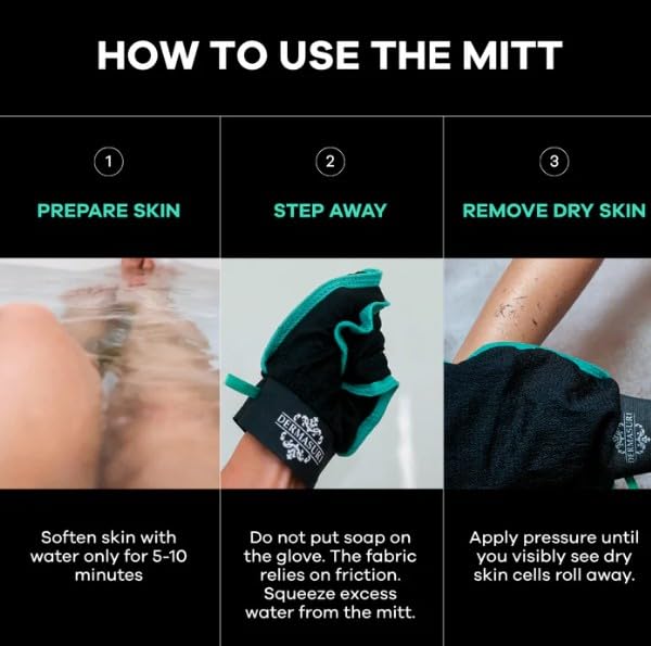 Dermasuri - Deep Exfoliating Glove - Korean Exfoliating Mitt & Body Scrubber - Keratosis Pilaris Treatment Scrub - Self Tanner Mitt & Ingrown Hair Exfoliator - Shower Gloves for Women & Men - XL