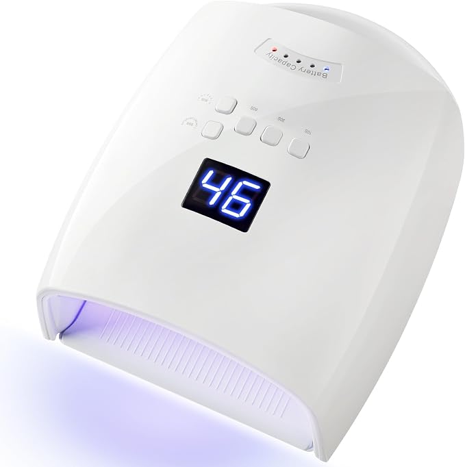 Cordless UV LED Nail Lamp, Rechargeable 66W UV Light Nail Curing Lamp for Gel Nails Acrylic Polish with Auto Sensor & 5 Timer for Home & Salon