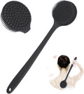 Long Handle Body Scrubber, 15 inch Length, Soft Silicone Bristles, Double-Sided Bath Brush for Back Exfoliation