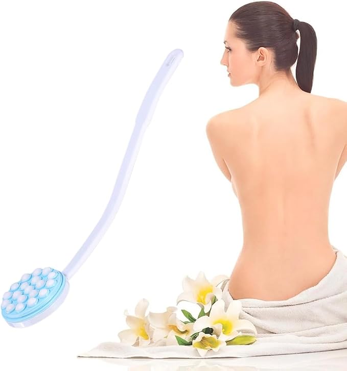 Joyzan Back Lotion Applicator, Long Handled Shower Massager Roll Brush Wand | Self Reach Tanner Bath Dispenser Curved Rotating Head Sunscreen Skin Cream Gel Legs Feet Elderly Moisturizer Women
