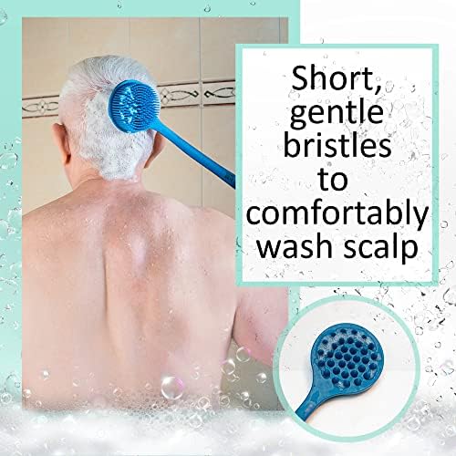Bendable Long Handled Silicone Back & Scalp Scrubber & Lotion Applicator for Back Bundle (Purple)