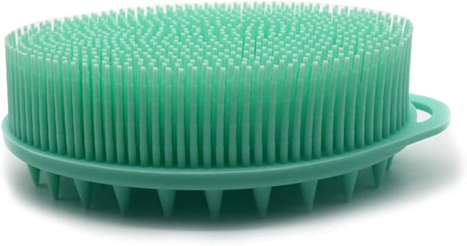 Silicone Body Brush, Exfoliating Body Scrubber, Silicone Body Scrubber Loofah, Silicone Bath Brush, Soft Exfoliating Body Bath Shower Scrubber Brush for Kids and Adults All Kinds of Skin（Green）