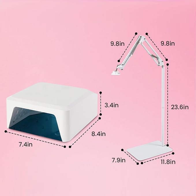 UV Foot Lamp with Stand, 78W Hanging Pedicure Lamp, Cordless UV Light for Feet with Sensor, LED Nail Light on an Arm, Wireless Gel Nail Polish Curing for Nails (Whole Floor Lamp)