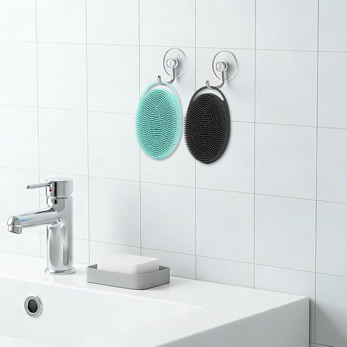 Silicone Body Scrubber 2 Pcs Silicone Loofah Exfoliating Body Scrubber for Men Women Soft Silicones Shower Scrubbers Double Sided Silicones Bath Bodys Brush for All Skin Lather Well, Black and Green