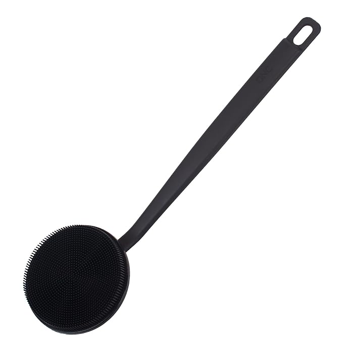 DNC Back Scrubber for Shower, Silicone Shower Brush with Long Handle Soft Bristles, Bath Body Exfoliator Washer for Men Women