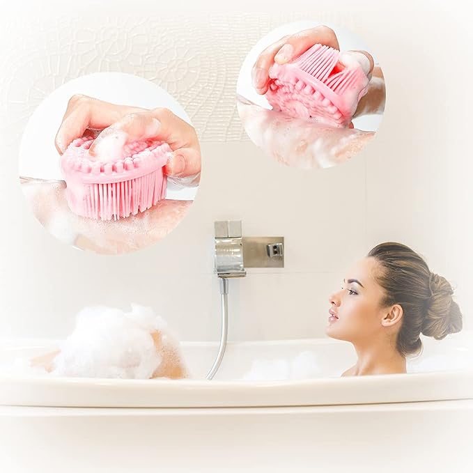 TDHDIKE Silicone Body Scrubber Loofah Set of 3 Exfoliating | Soft Bath Shower Brush for Sensitive Skin, Kids Women Men, Hygienic & Easy to Clean