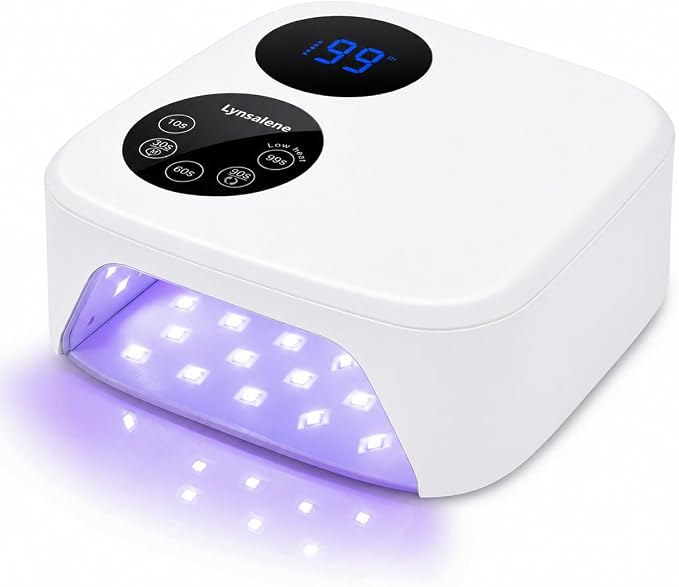 80W Cordless Nail Lamp with Magnetic Detachable Base, Dual-Screen Display | 5 Timers,Gel Nail Light, Professional UV/LED Light for Gel Nails Fast Curing All Gel Polishes (White)