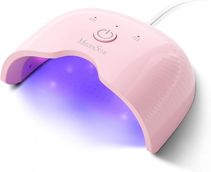 MelodySusie Lightweight Compact UV Nail Lamp P-Art06F for Half-Cured Gel | 6W, 45s/75s Timer, One-Button Control, 6 UV/LED Beads, Base Coat, Top Coat, Beginners, Corded