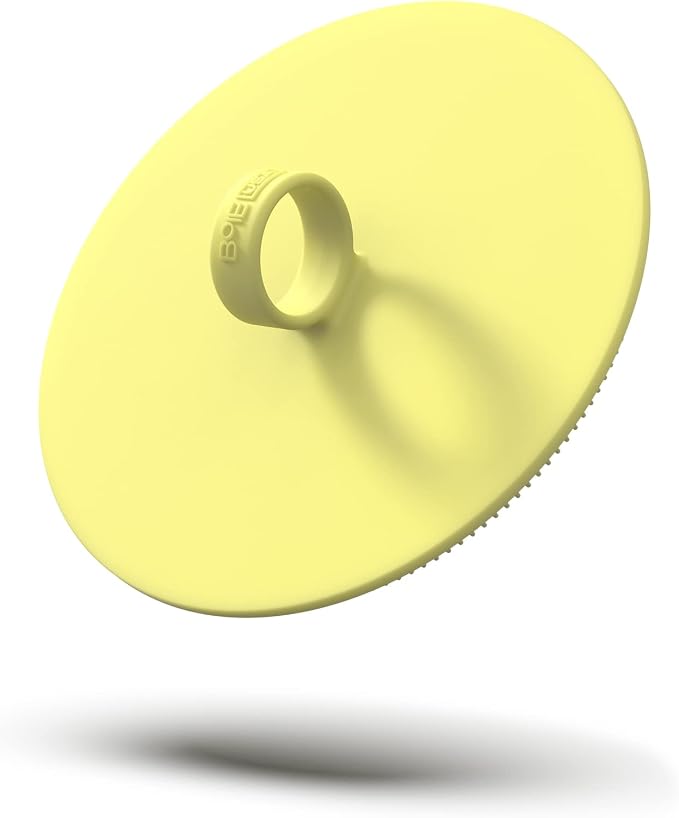 Boie USA Loop Body Scrubber - Soft Silicone-Like Exfoliating Shower Scrubber, Body Cleansing Brush - Hang-to-Wall Loofah Replacement - Antimicrobial Body Exfoliator for All Skin Types (Yellow)