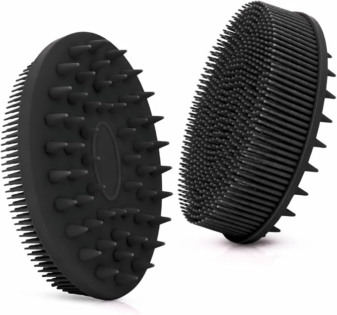 All-in-One Exfoliating Shower Brush – Gentle Silicone Loofah for Sensitive Skin with Dual-Purpose Scalp Massage for Spa-Quality Showers Daily (1pck) - Black