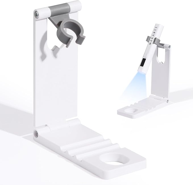 Makartt UV Nail Lamp Stand: Convenient for Nail Curing Gel-X Nail Tips | Foldable, 360° Adjustable Rotation, Portable, Handsfree, Convenient for Curing, Home DIY Salon, White