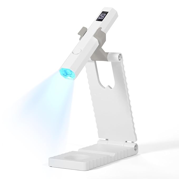 SAVILAND U V Light for Nails Professional Gel Lamp with Stand & LCD Timer | 200mAh rechargeable, Hand-Free design, 20s/60s countdown, Handheld use, Salon grade, Home DIY manicure decoration