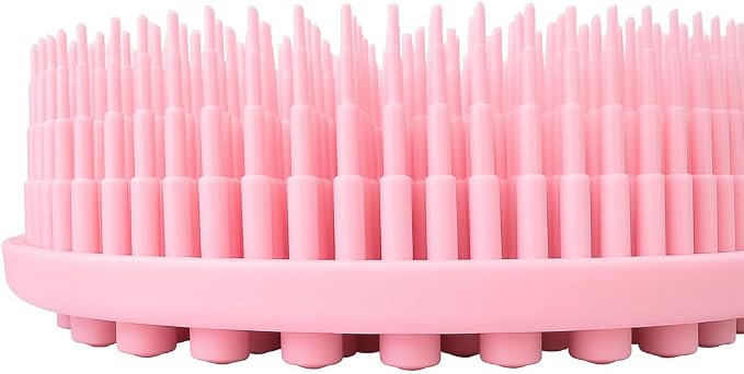 Silicone Body Scrubber, Exfoliating Loofah Alternative for Women Men, Soft Silicone Body Shower, 2 in 1 Bath and Shampoo Brush for Sensitive Skin, Back,Showering, Brush Exfoliator (Pink)
