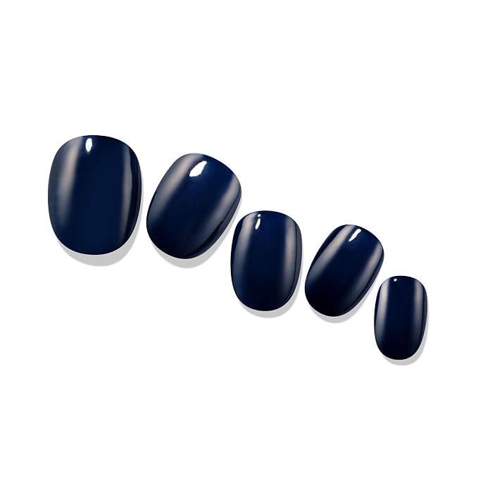 Heyhae Semi Cured Gel Nail Strips Salon Quality - Hey, Navy Baby | No UV Light Needed | Salon Quality, Easy Apply & Remove | 28 Strips, 1 Prep Pad, Nail File, Wooden Stick | Navy Solid