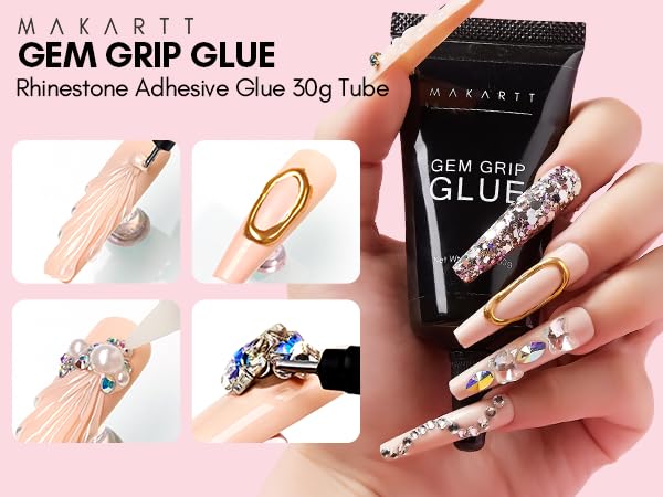 Makartt Nail Gem Glue: Precision Gel for Tiny Gems and Gap Filling 30ml | 30-Day Hold, Low Viscosity, UV/LED Cured, Gap Filling, Tiny Crystal, Caviar Beads, Nail Pearls, Small Charms, DIY Salon Use