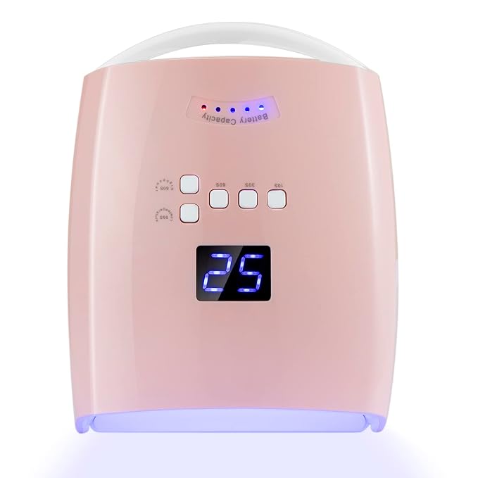 48W Rechargeable UV LED Nail Lamp,Cordless Professional Gel Nail Art Lights Manicure Tools for Home and Salon(Pink)