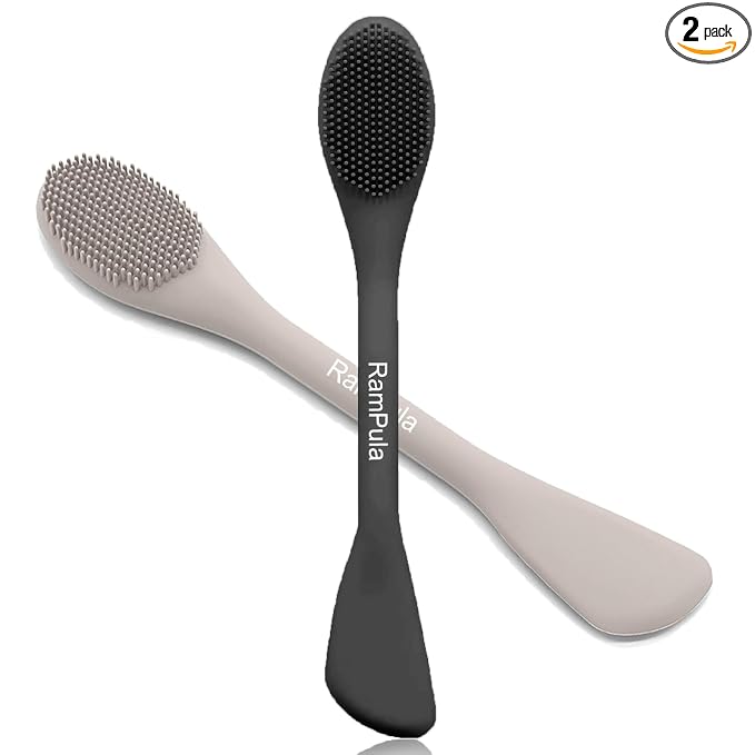 Face Mask Brush Applicator, Mask Brushes For Facials Cleansing & Exfoliating, Facial Clay Mask Applicator Tool Silicone Mask Spatula Cream Skincare For Apply Cream, Lotion, Mud, Clay (Black+Starlight)