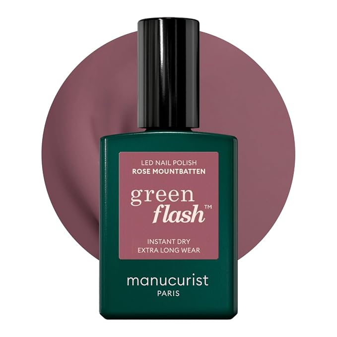 Manucurist Green Flash Rose Mountbatten Taupe Pink LED Gel Nail Polish | LED Gel Polish & Semi-Permanent Nail Varnish, UV Nail Lamp - 12-Free, Bio-Sourced, Vegan, Made in France, 0.5 fl oz