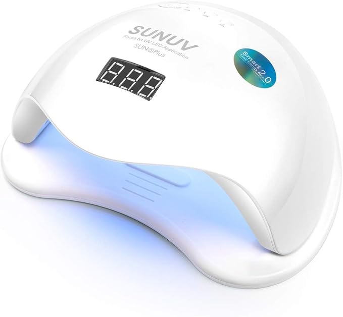 UV LED Nail Lamp, Upgraded UV Light with 4 Timer,Digital Display SUN5plus | 10/30/60/90s Timer UV Light for Gel Nails, Over-Temperature Protection,Smart Sensor Larger Chamber with Removable Base