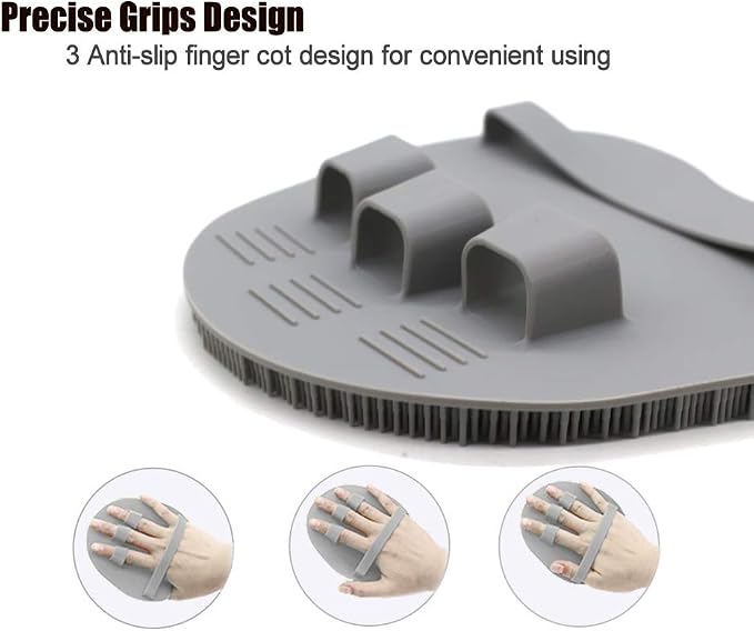 1 Pack Silicone Shower Brush, Body Wash Exfoliating Skin Massage Scrubber | Soft Dry Skin Brushing Glove Loofah, Fit for Sensitive and All Kinds of Skin,Gray