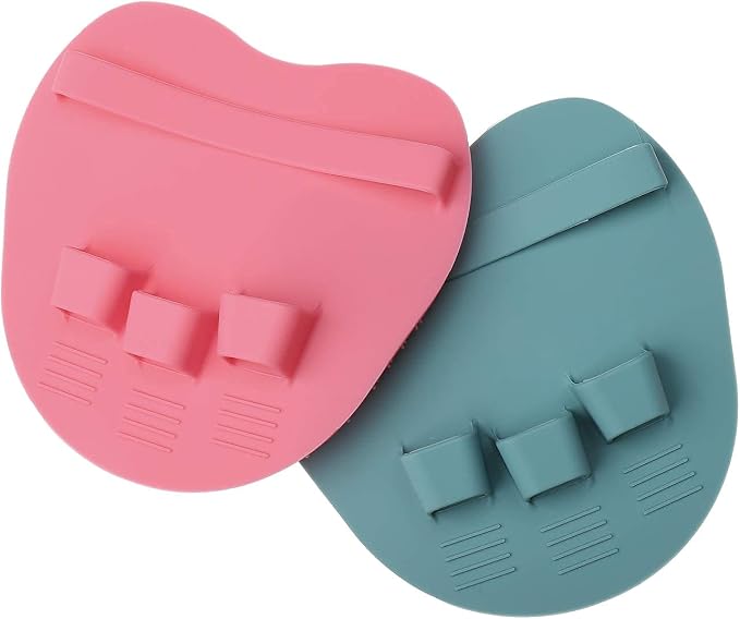2 Pack Soft Silicone Shower Brush, Body Scrubber Exfoliating Skin Massage | Body & Face & Short Hair Wash, Dry Skin Brushing Glove Loofah, Fit for Sensitive and All Kinds of Skin (PeonyPink+Green)