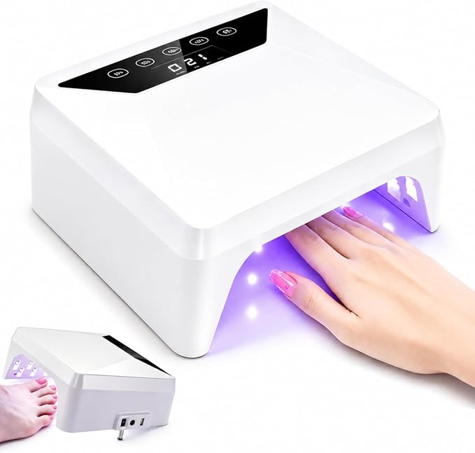 78W Plug in Nail Lamp, Professional Corded Nail Dryer for Gel Nails, UV LED Nail Lamp for Salon, Builder Gel & Press On Nails, Adjustable Stand for Hands & Feet, Toenail Curing Light