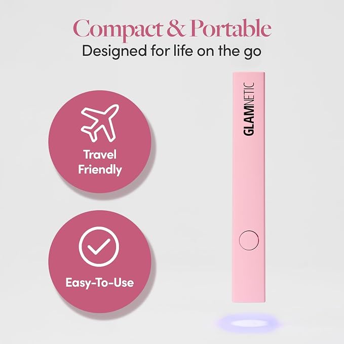 Glamnetic Handheld UV LED Nail Curing Lamp - Compact Travel | Compact curing lamp for gel and press-ons. Lightweight, travel-friendly design. USB compatible, easy to use