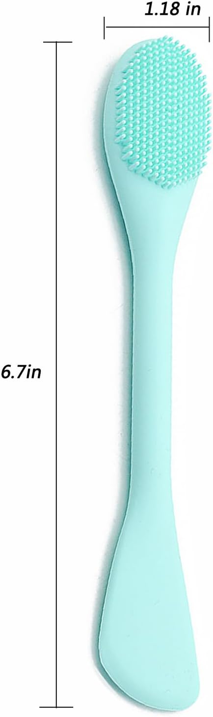 Silicone Face Mask Brush, Soft Facial Cleansing Scrubber, 2 Pcs Double-End Facial Mask Brush for Mud, Clay, DIY, Skincare Applicator Tools (Orange and Green)