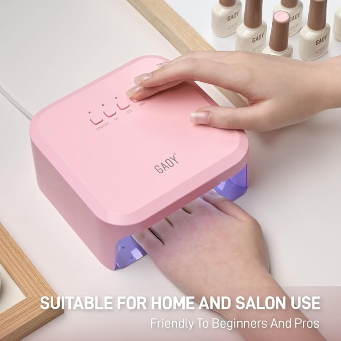 GAOY Fast Curing Lamp with Infrared Sensor and 3 Timers, Pink | UV Light for Gel Nails, Professional Nail Dryer for Salon and Manicure Art at Home