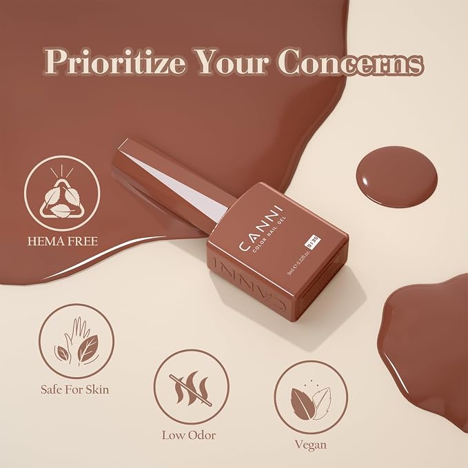 CANNI 9ML Gel Nail Polish Set 6 Nude Pink Shades UV LED Soak Off Gel Polish | Smooth Application • Highly Pigmented • Glossy Finish • Long-Lasting Wear • Nail Art • Salon DIY Manicure • Easy Application