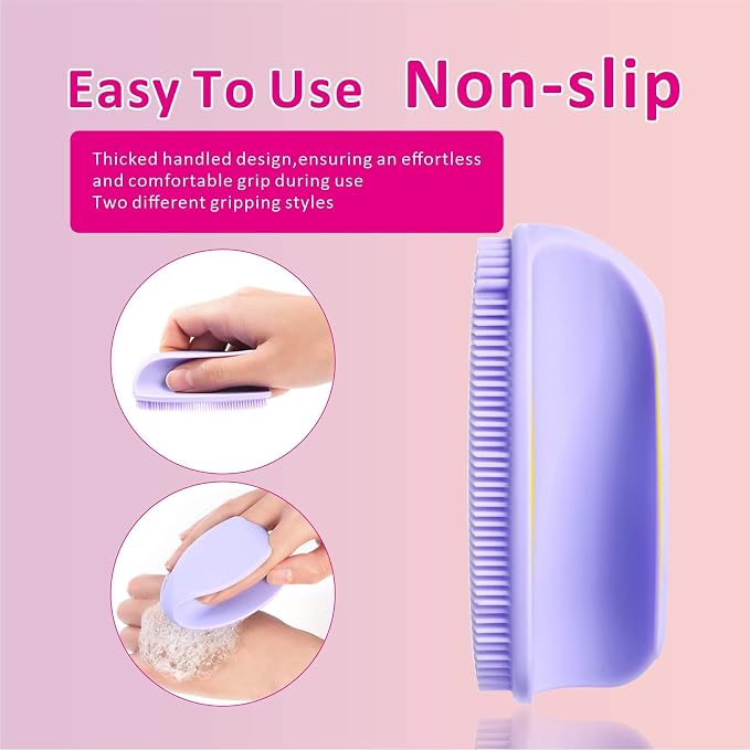 Silicone Face Scrubber with Body Scrubber for Shower Gentle Exfoliating,Soft Bristles Bath Washing Brush for Women Men-3pcs Deep Pore Cleansing Brushes Skin Care Tool for All Skin Types