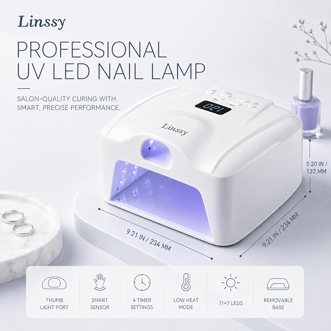 Dual Ports UV LED Nail Lamp for Gel Nails,72W Gel Lamp with Thumb Beads | Professional Nail Lamp,78 UV/LED Beads, Auto Sensor, 4 Timers, LED Display, Plug-In Power, USB Output, Salon Home, ComeUV L8