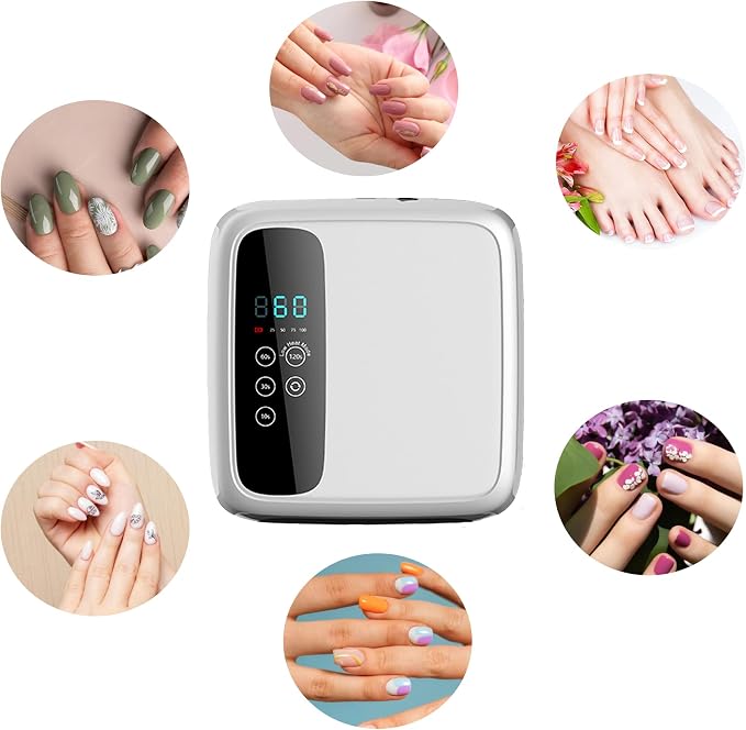 HVEST UV LED Nail Lamp, Cordless Rechargeable UV LED Nail Dryer, 72W Led Nail Lamp for Gel Polish, Fast Drying Nail Polish Dryer for Manicurist Professional Gel Manicure Tools and Girl Gifts.