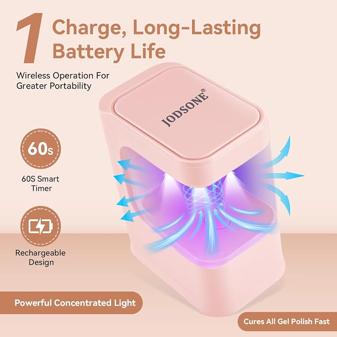 JODSONE Gel Nail Kit Square Nail Tips 480PCS Mini Rechargeable Nail Lamp Pre Shaped Clear Full Cover Fake Nails Tips with Nail Glue & Top Coat U V LED Curing Lamp DIY Manicure Gifts for Women