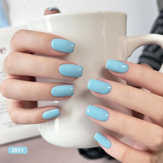 GAOY Blue Gel Nail Polish Set, 6 Colors Teal Turquoise Royal Navy Blue | UV Lamp Required, Baby Bright Llight Blue, Pigmented, Long Lasting, Easy to Apply, Salon Manicure at Home, Gift for Women