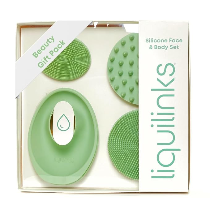 Beauty Gift Set - Silicone Spa Kit for Face & Body (Sage Green) | Includes Water Catching Wristbands, Body Scrubber, Face Buffer, & Scalp Exfoliator, Trendy Self-Care Gift for Teens & Women
