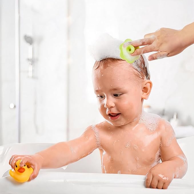 3 Pack Cute Soft Baby Bath Brush, Cradle Cap Brush, Silicone Scalp Massage Brush, Head Scrubber Baby Bath Essential for Dry Skin, Cradle Cap Treatment and Eczema, Exfoliating (Cat Paw)