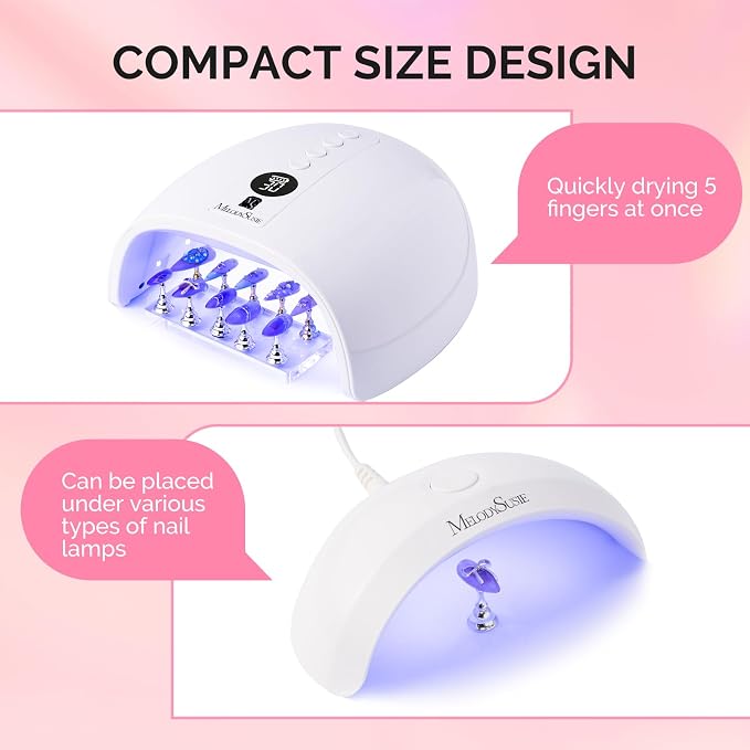 MelodySusie Nail Stand for Press Ons, Big Transparent Acrylic Magnetic Base for Practice Painting Display with Brush Holder and 100 Pcs Reusable Double-Sided Tape for Home DIY Salon Supplies