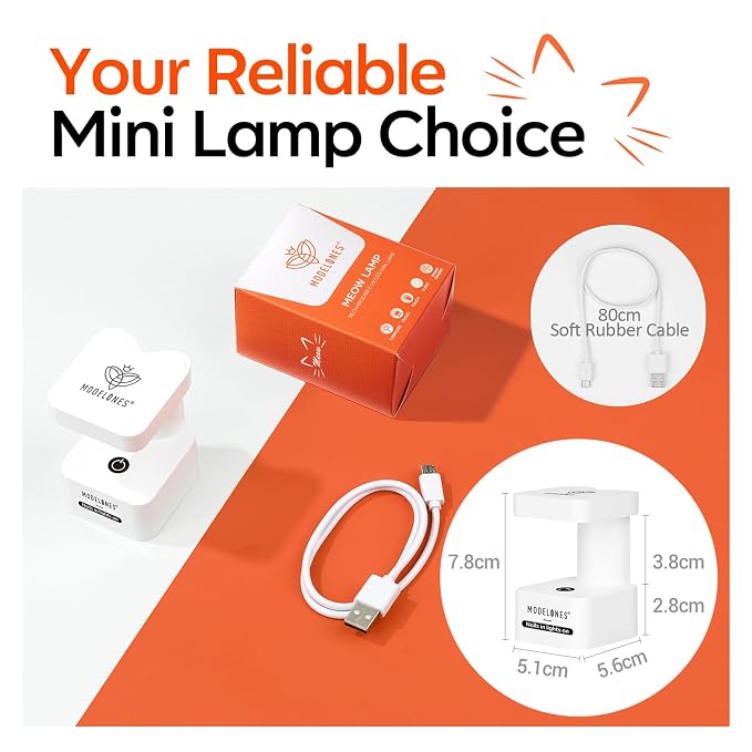Modelones Cordless Mini UV Light for Gel Nails Flash Curing 2 Timers | White UV Light for Gel Nails Fast Extension System, Portable Manicure UV LED Light for Gel Nail Polish DIY Nail Art