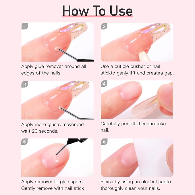 Curvlife 10g Semi-Solid Glue and 20ml Pinpoint Glue Remover Kit - Gel for Press on Nails, Quick Dry No UV Lamp Needed with Gentle Non-Acetone Remover, Fake Nail Tips (Pack of 2)