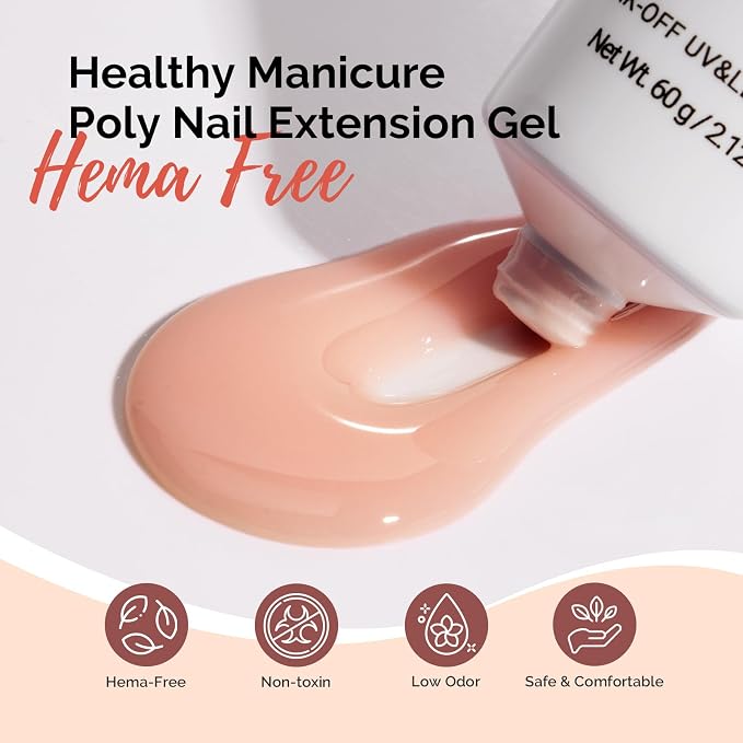 MelodySusie Poly Nail Extension Gel 60g Hema Free Soak Off UV Lamp Cured Nail Thickening Art Design Manicure Gift for Women 045