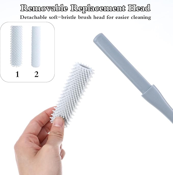 Lusofie 2Pcs Silicone Foot Brush with Massage Bristles Toe Cleaning Brush | Long Handle Foot Scrubber in Bath Shower Pedicure Tool
